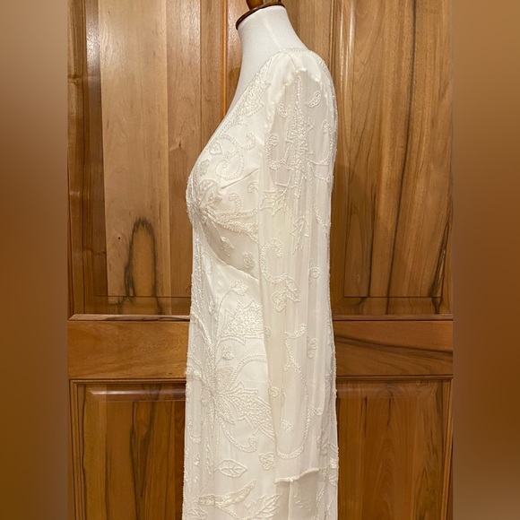 Cecily Brown Ivory Silk Full-Length Embroidered & Beaded Wedding/Formal Dress 14 - Picture 5 of 16